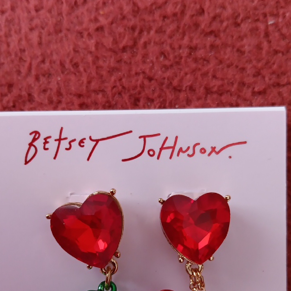 Betsey Johnson Red Heart and Chocolate Earrings - Picture 2 of 5